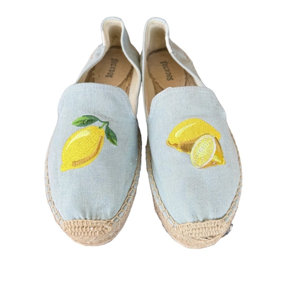 Soludos Light Blue Lemon Embroidered Loafers - Picture 2 of 9